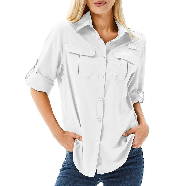 Dames UPF 50 Outdoor Wandel Shirt Lange Mouwen - White