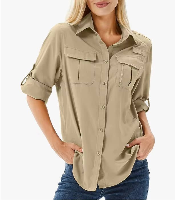 Dames UPF 50 Outdoor Wandel Shirt Lange Mouwen - Yellow