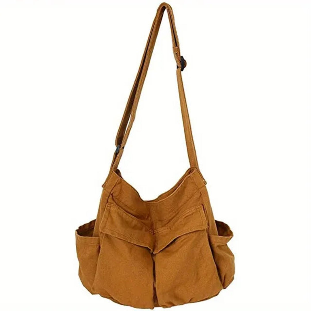 Dames Vintage Canvas Tote Bag Verstelbare Schoudertas - Khaki