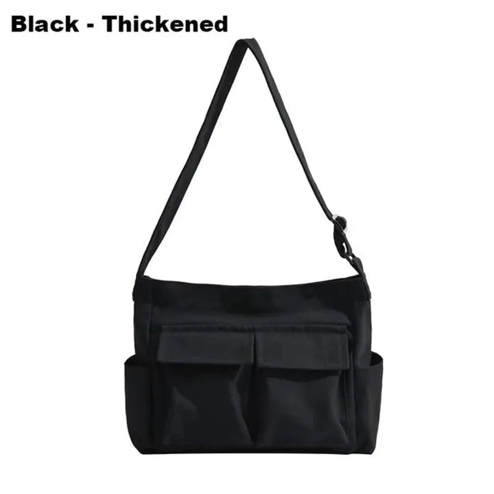 Dames Vintage Canvas Tote Bag Verstelbare Schoudertas - Schwarz verdickt