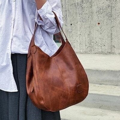 Dames Vintage Leren Schoudertas Ruime Hobo Handtas