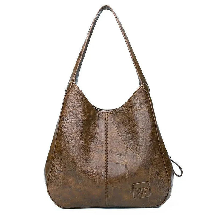 Dames Vintage Leren Schoudertas Ruime Hobo Handtas - Coffee
