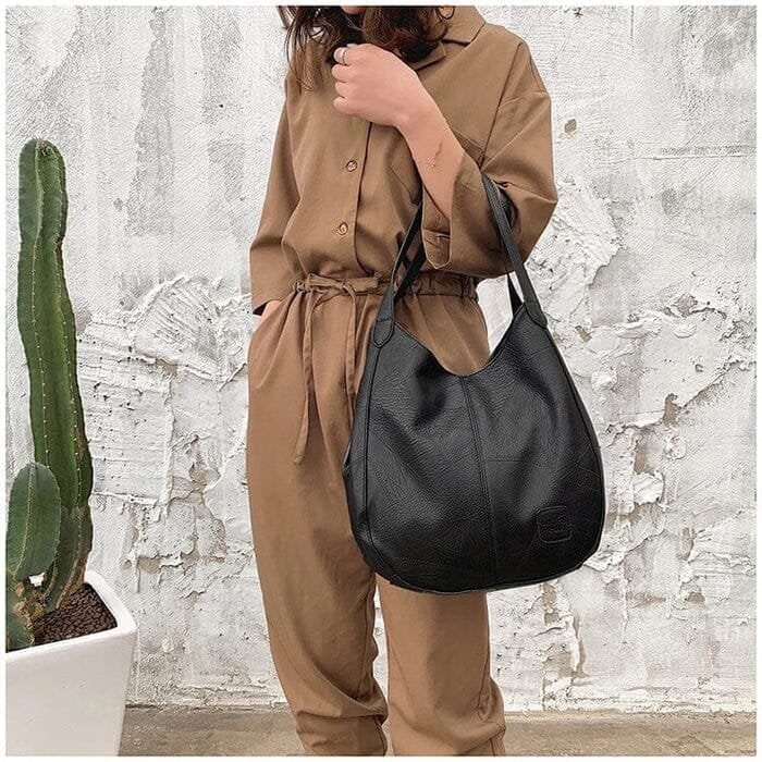 Dames Vintage Leren Schoudertas Ruime Hobo Handtas