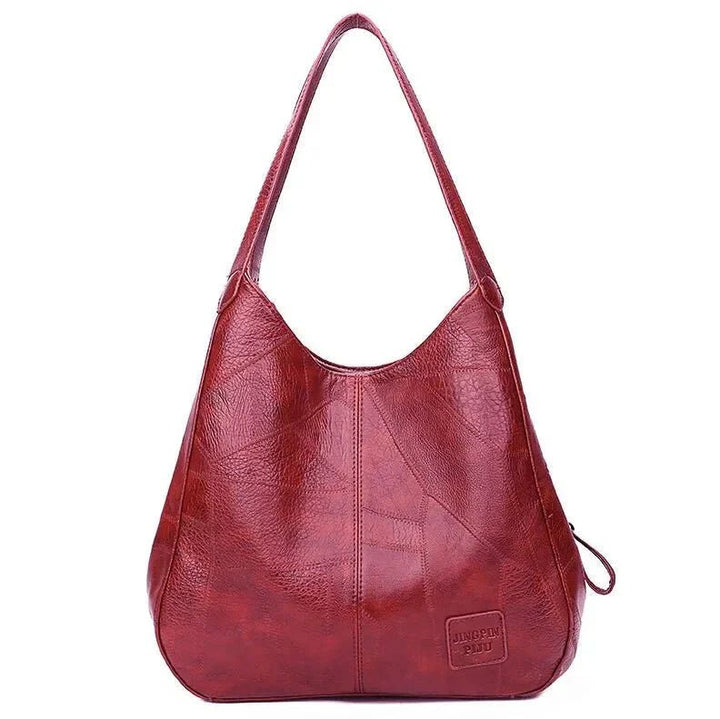 Dames Vintage Leren Schoudertas Ruime Hobo Handtas - Red