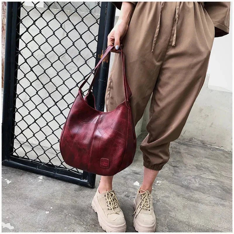 Dames Vintage Leren Schoudertas Ruime Hobo Handtas