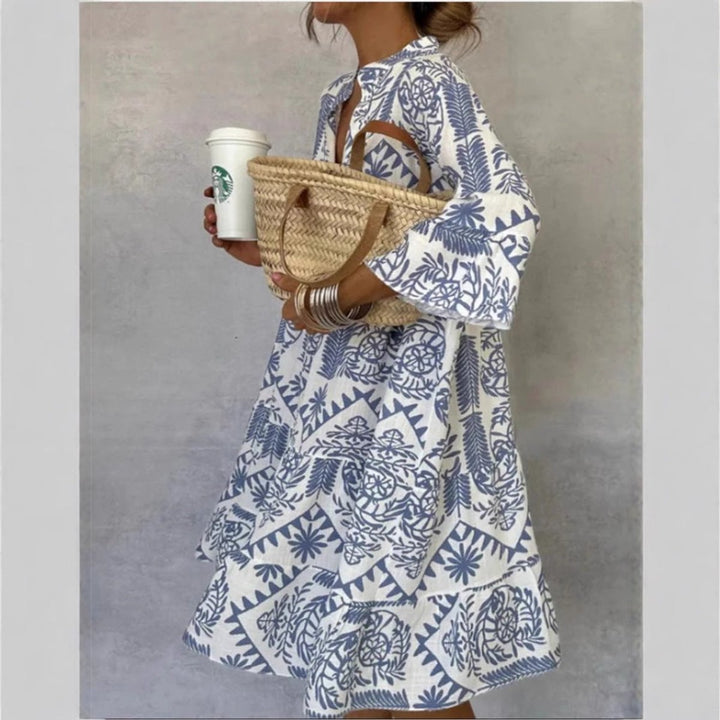 Dames Wijdvallende Bloemenprint Tunic Jurk