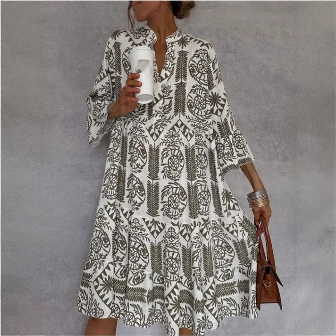 Dames Wijdvallende Bloemenprint Tunic Jurk