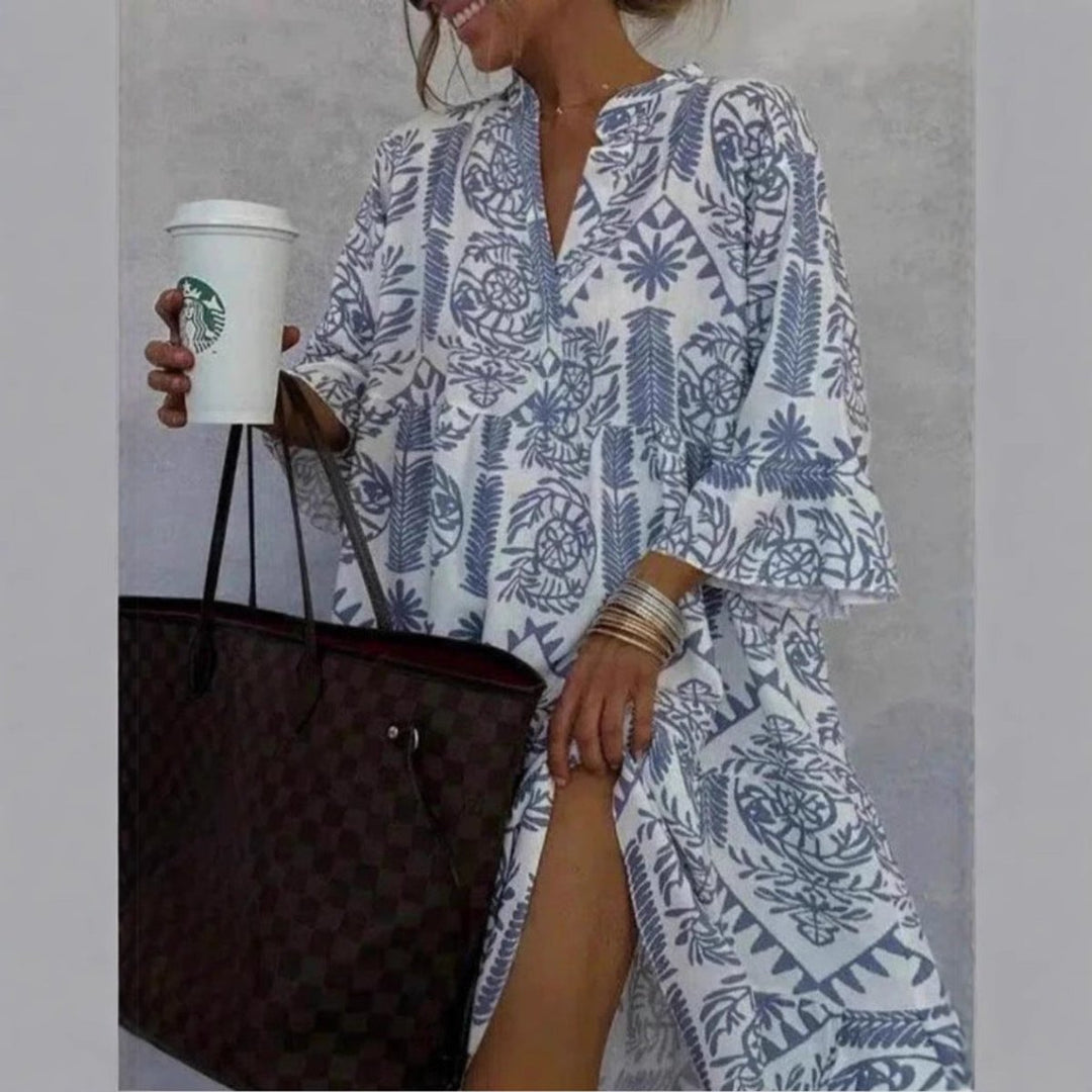 Dames Wijdvallende Bloemenprint Tunic Jurk