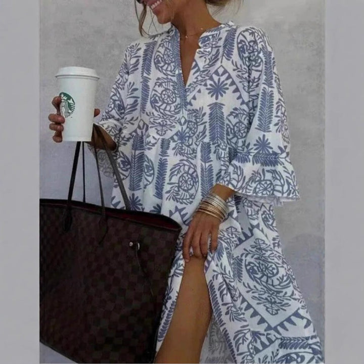 Dames Wijdvallende Bloemenprint Tunic Jurk