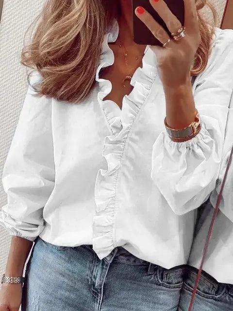 Isabelle | Women Ruffle Detail V Neck Blouse