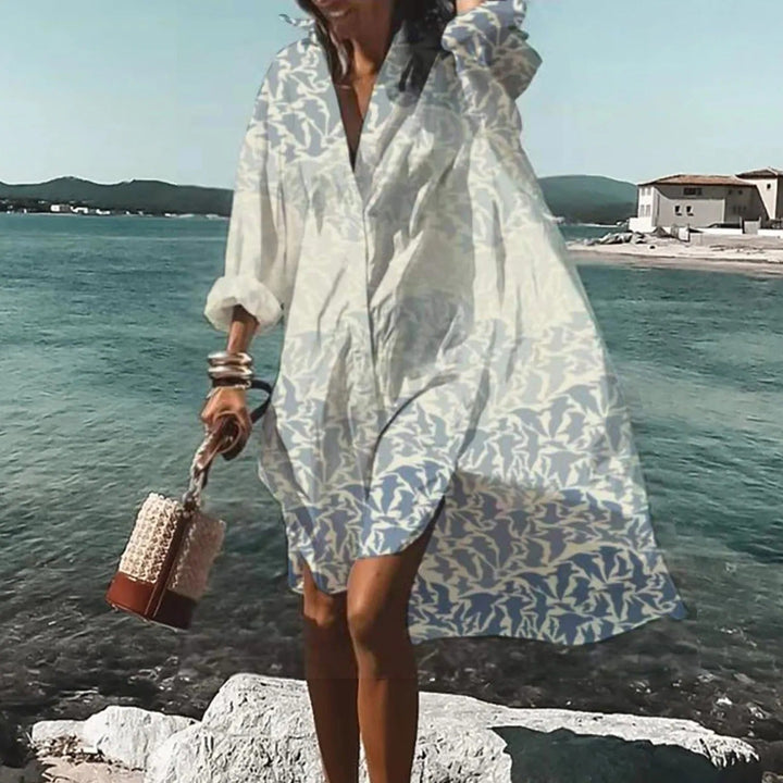 Emily | Women Casual Printed Shirt Midi Dress