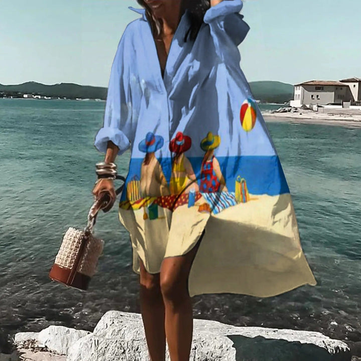 Emily | Women Casual Printed Shirt Midi Dress