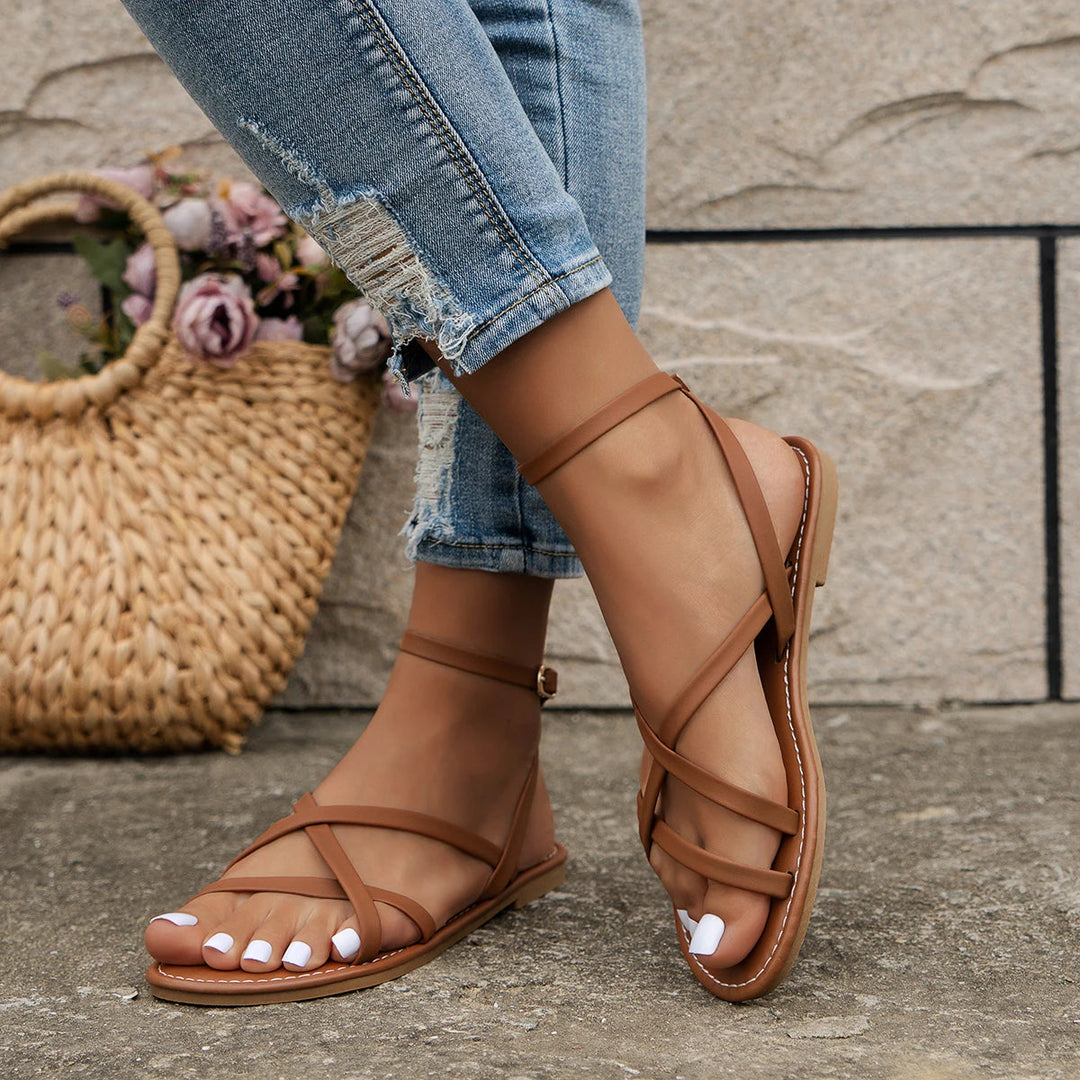 Phoebe | Dames Enkelband Platte Sandalen