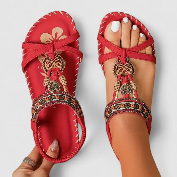 Ellen | Dames Platte Sandalen met Bandjes en Open Teen