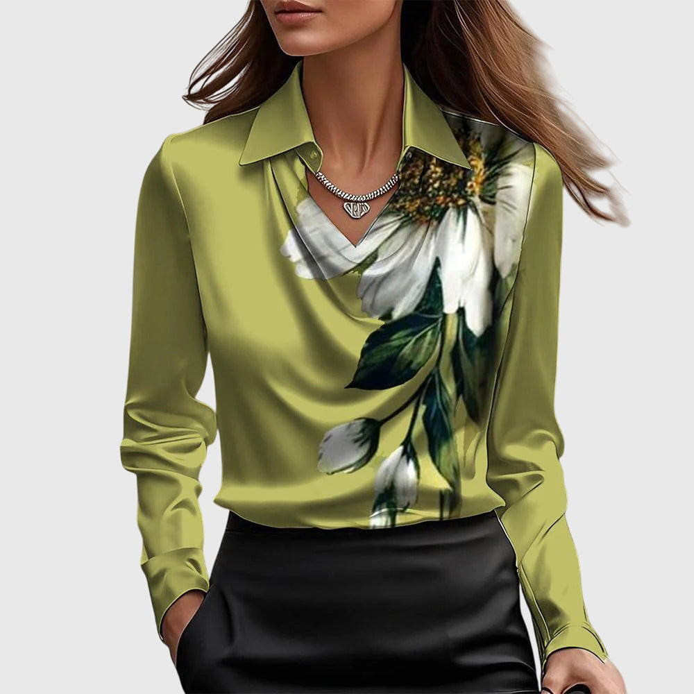 Abigail | Dames top met watervalhals en lange mouwen