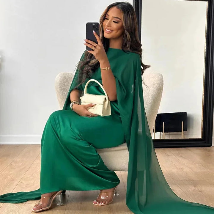Sabrina | Dames Bruiloft Gast Cape Maxi Jurk