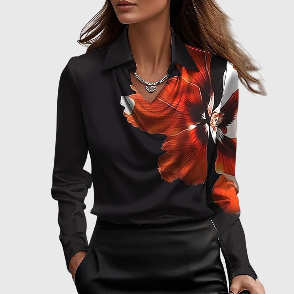 Abigail | Dames top met watervalhals en lange mouwen
