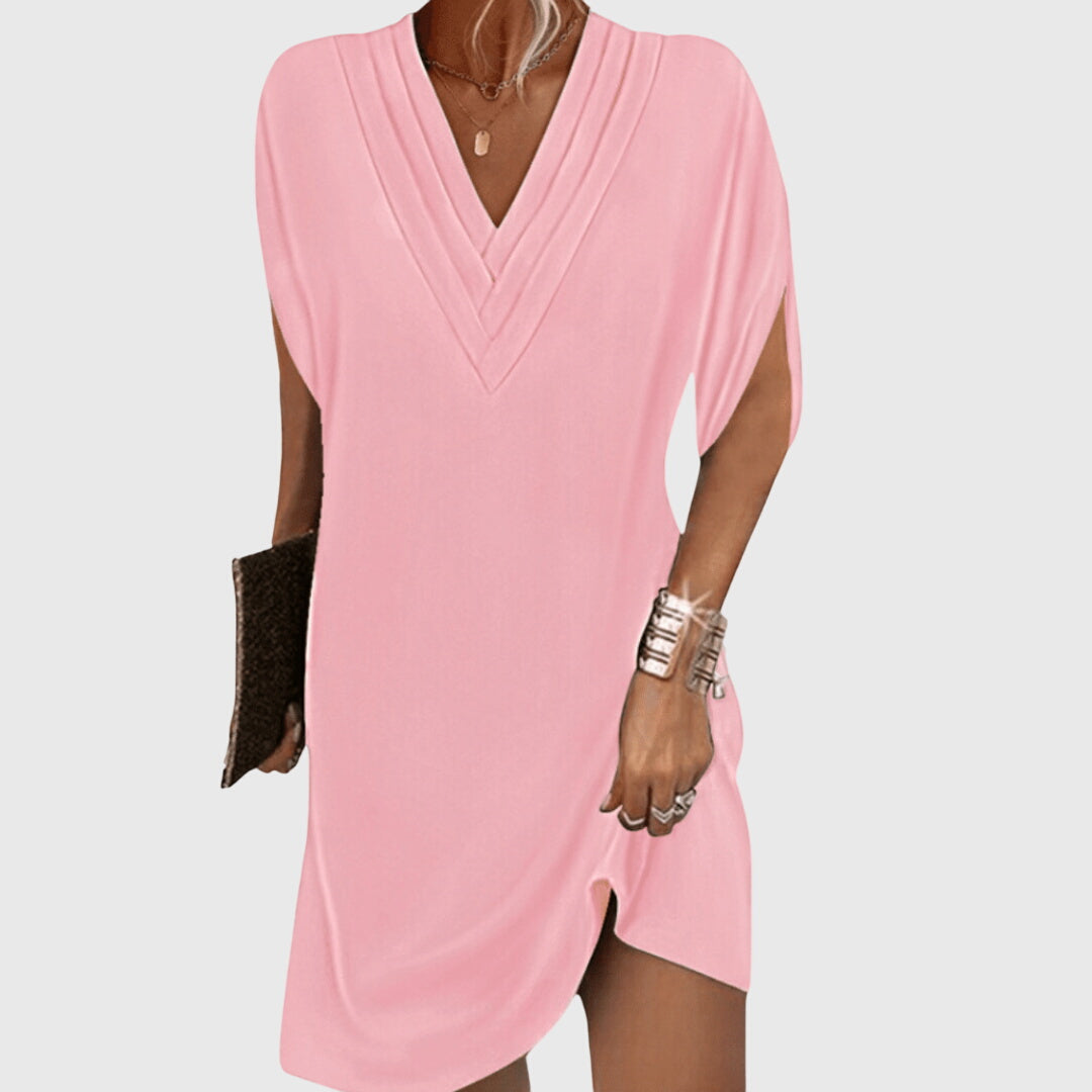 Amber | Dames losse mini-jurk met V-hals