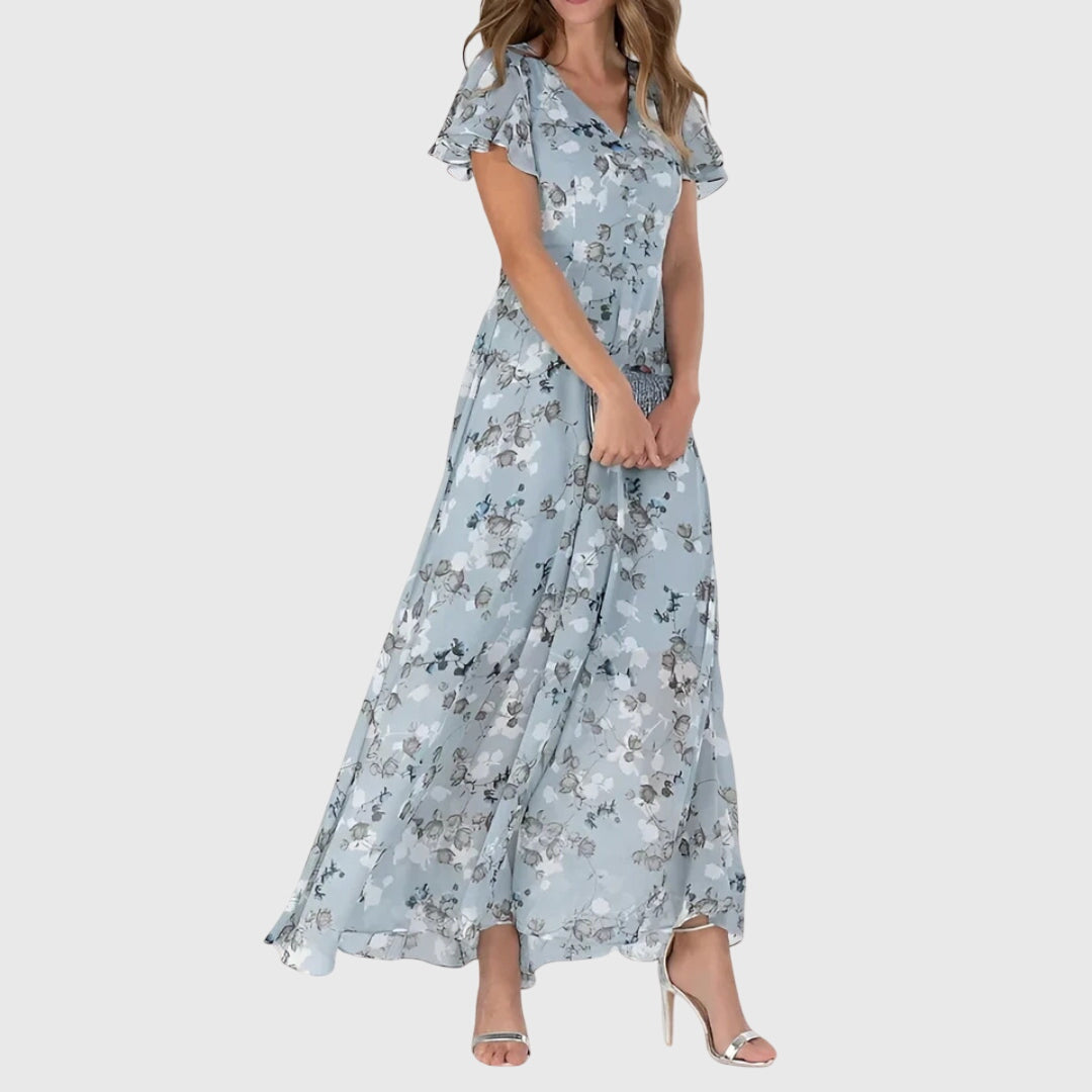 Faye | Dames maxi-jurk met bloemenprint en V-hals