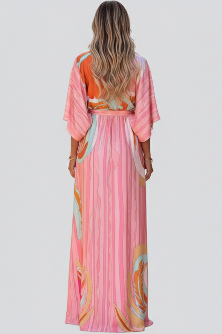 Sienna | Dames Maxi Jurk met Print, V-Hals en Riem