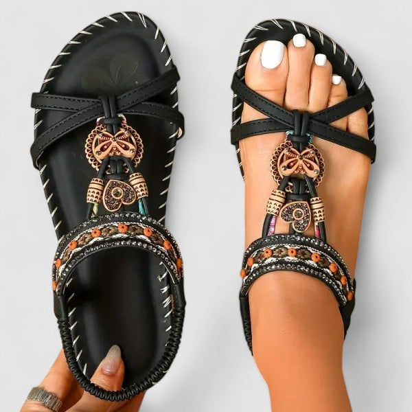 Ellen | Dames Platte Sandalen met Bandjes en Open Teen