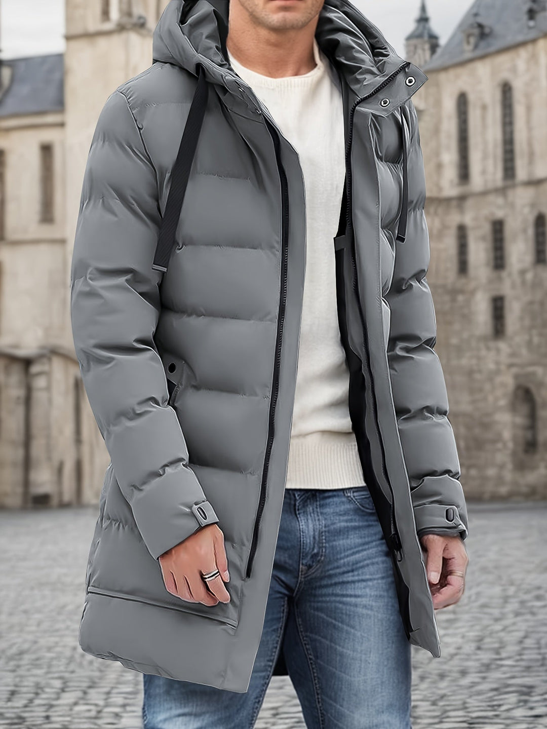 Adam | Heren Hooded Lange Puffer Winterjas