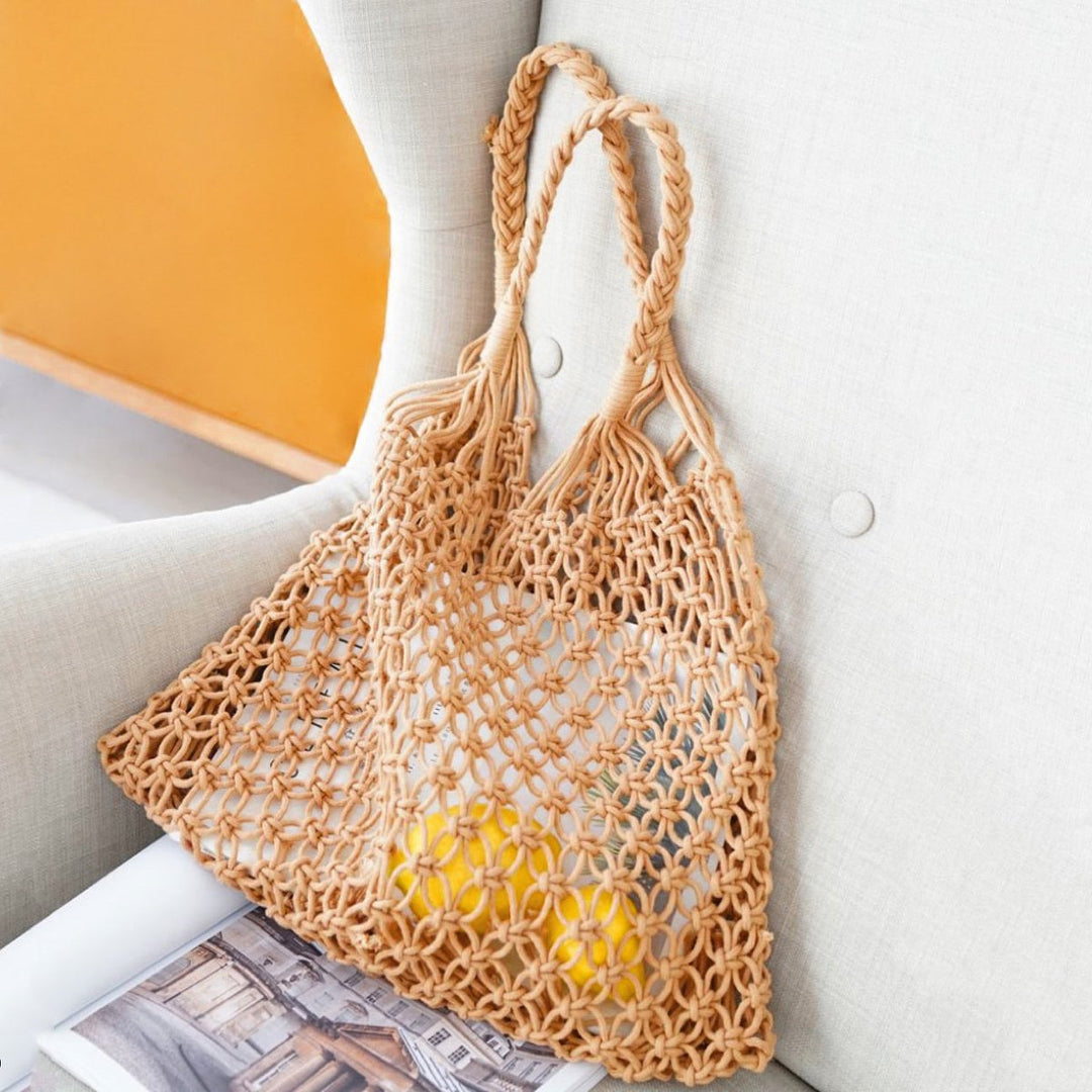 Gehaakte Katoenen Tote Bag Macramé Boodschappentas