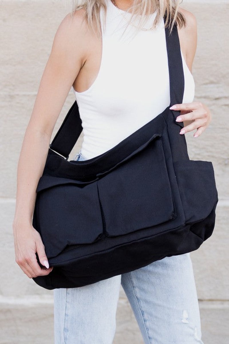 Grote Oversized Canvas Tote Bag Dames Schoudertas - Schwarz