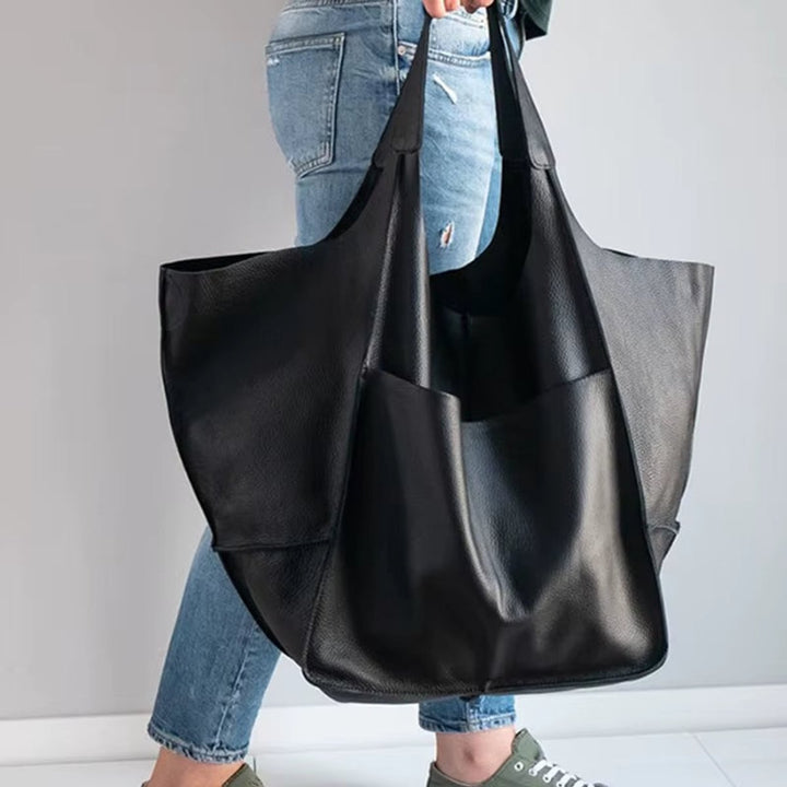 Grote Oversized Kunstleren Tote Bag met Magneetsluitng