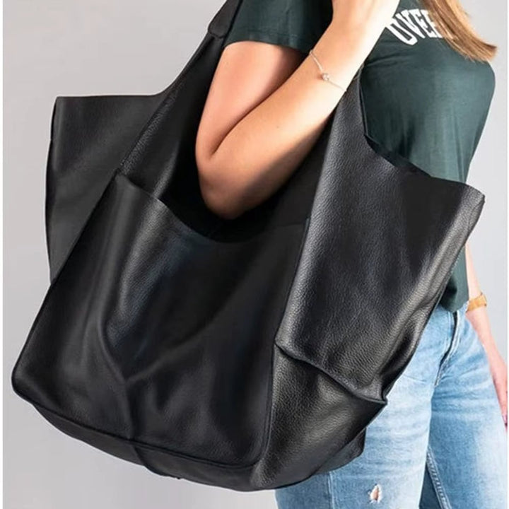 Grote Oversized Kunstleren Tote Bag met Magneetsluitng