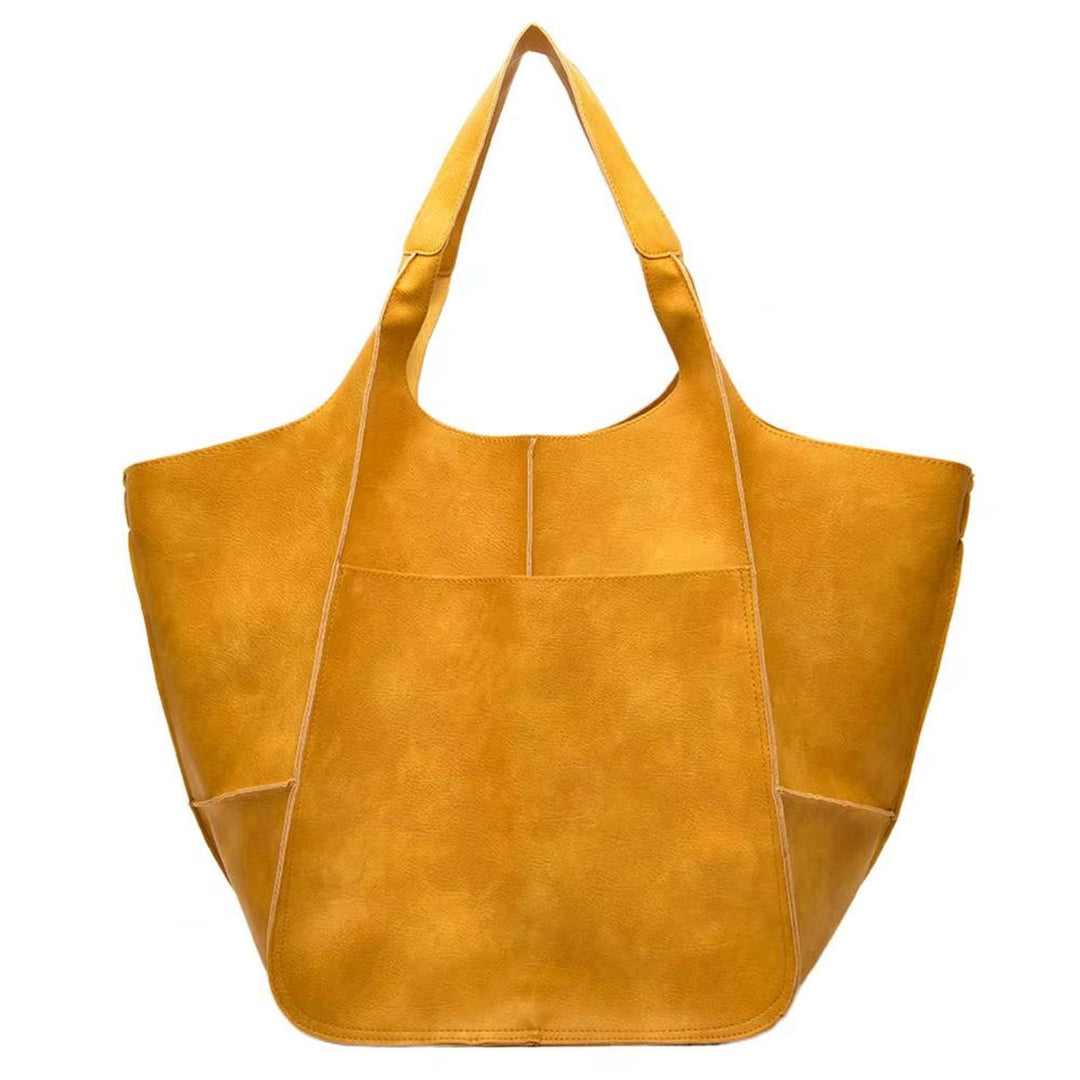 Grote Oversized Kunstleren Tote Bag met Magneetsluitng