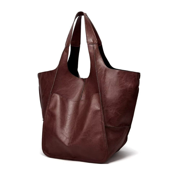 Grote Oversized Kunstleren Tote Bag met Magneetsluitng - Espresso