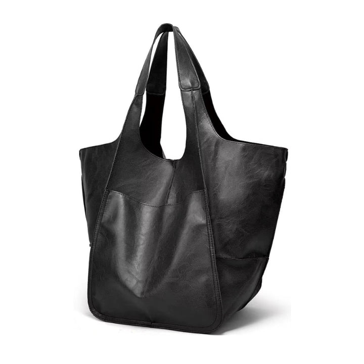 Grote Oversized Kunstleren Tote Bag met Magneetsluitng - Obsidian