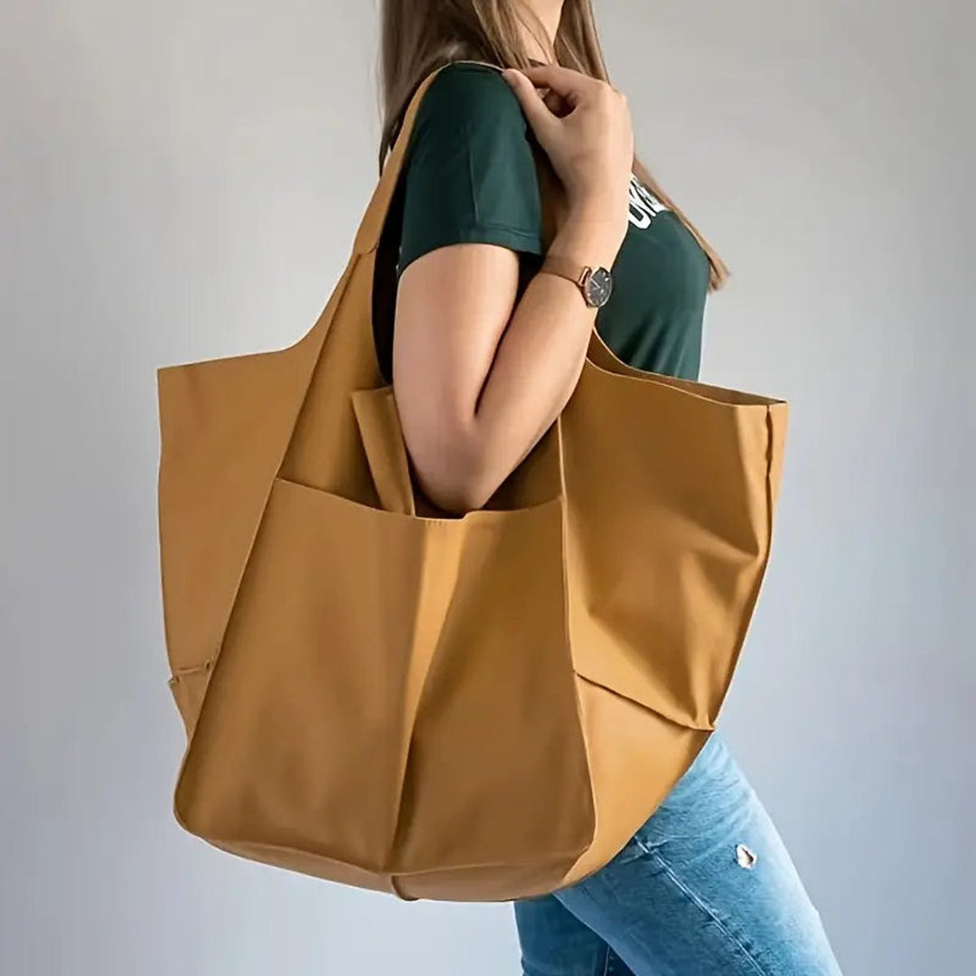 Grote Oversized Kunstleren Tote Bag met Magneetsluitng