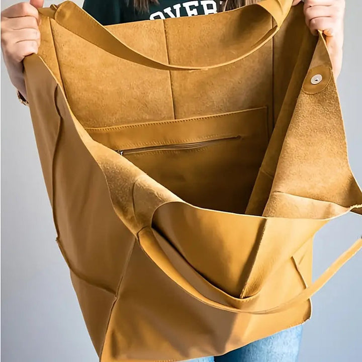 Grote Oversized Kunstleren Tote Bag met Magneetsluitng