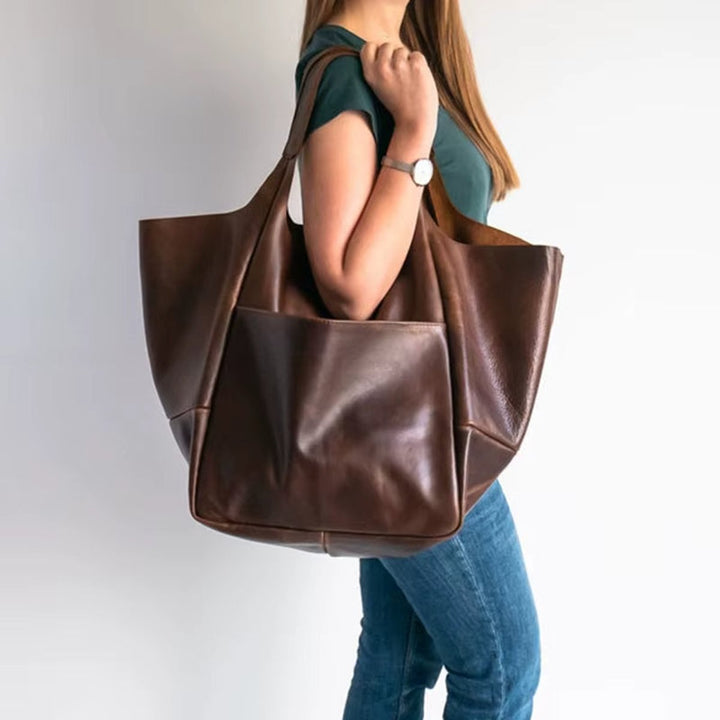 Grote Oversized Kunstleren Tote Bag met Magneetsluitng
