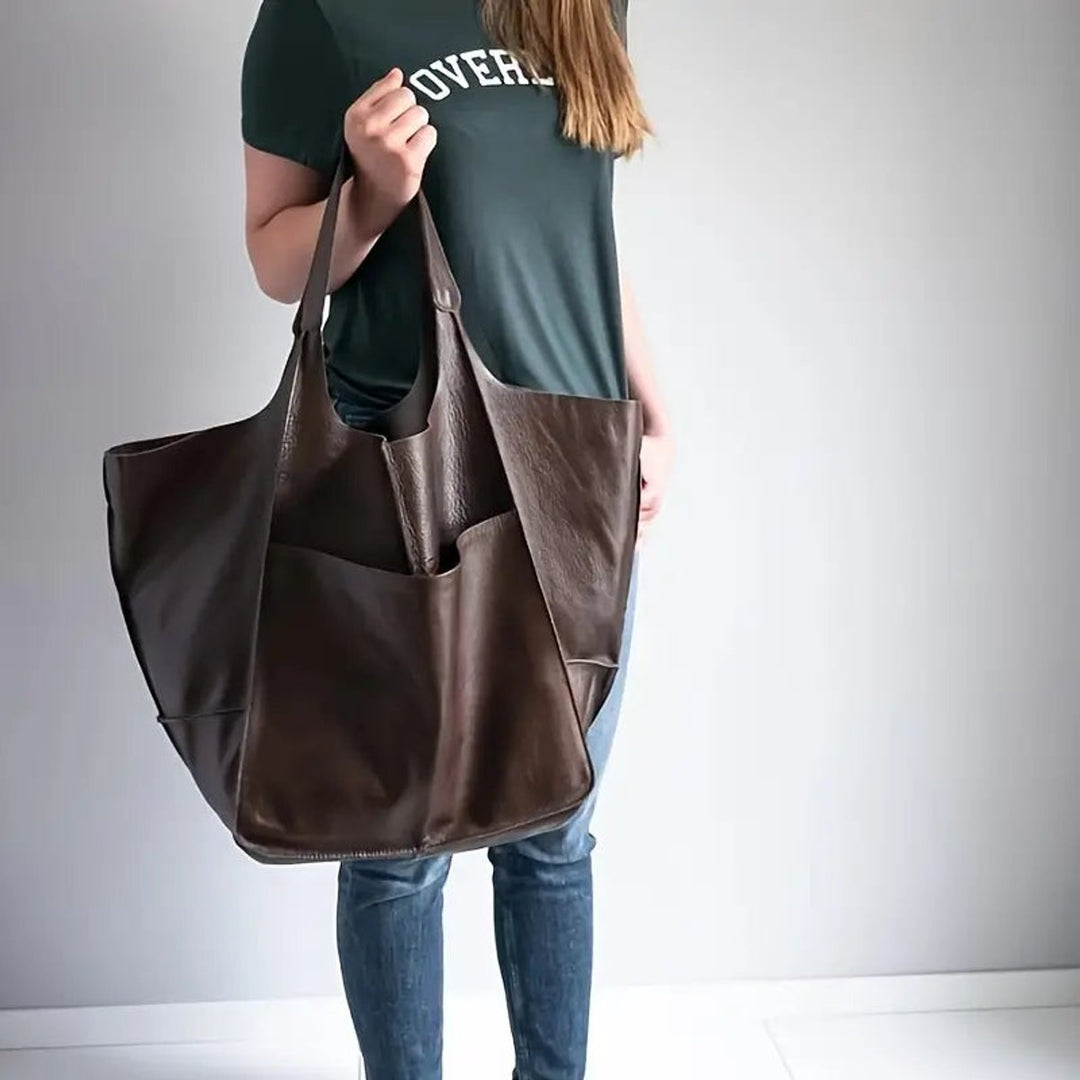 Grote Oversized Kunstleren Tote Bag met Magneetsluitng