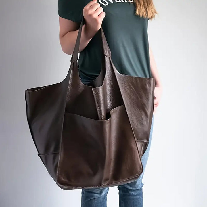 Grote Oversized Kunstleren Tote Bag met Magneetsluitng