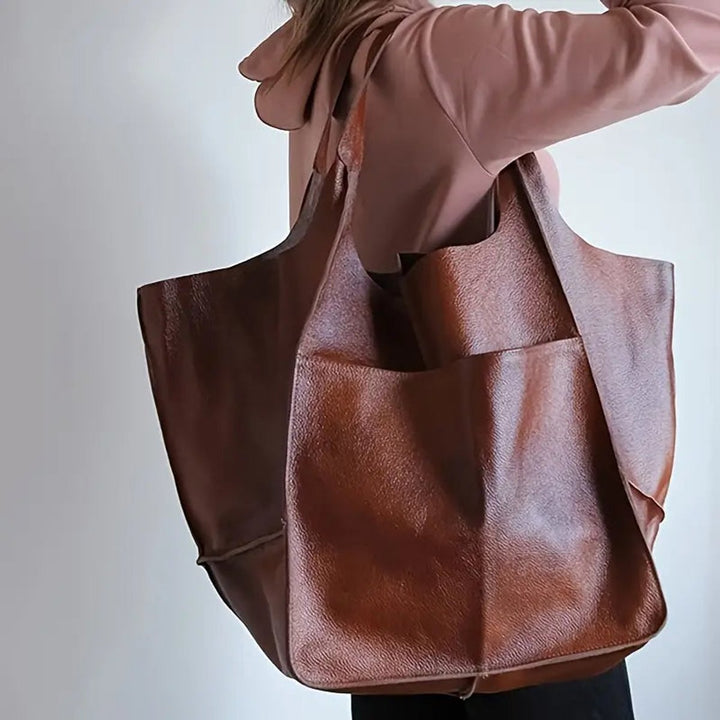 Grote Oversized Kunstleren Tote Bag met Magneetsluitng