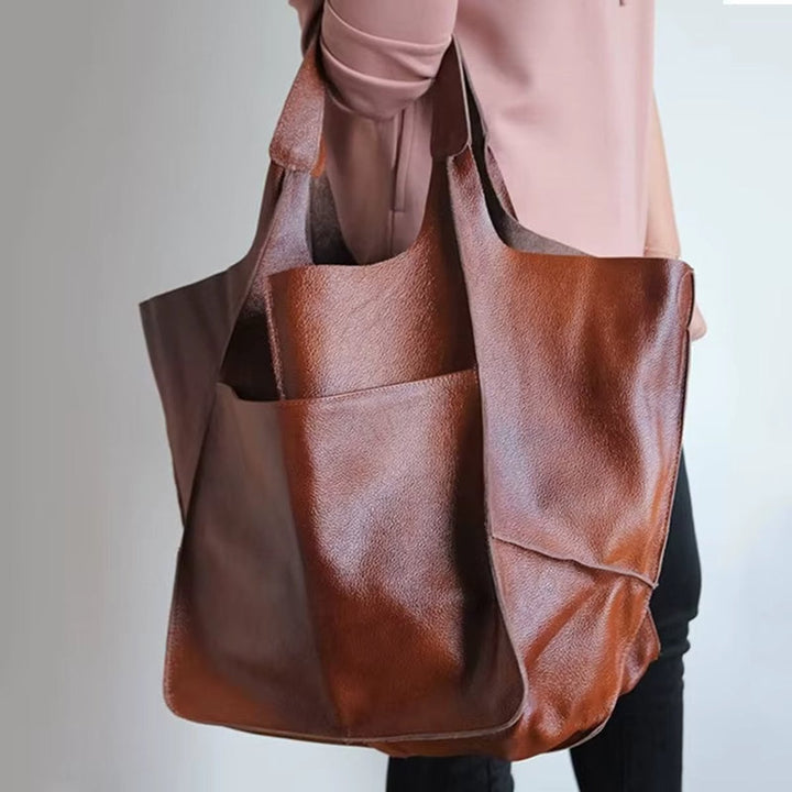 Grote Oversized Kunstleren Tote Bag met Magneetsluitng