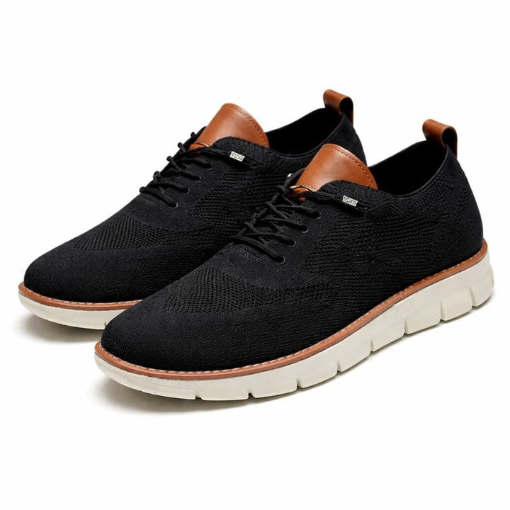 Heren Ademende Mesh Veters Casual Sneakers - Negro