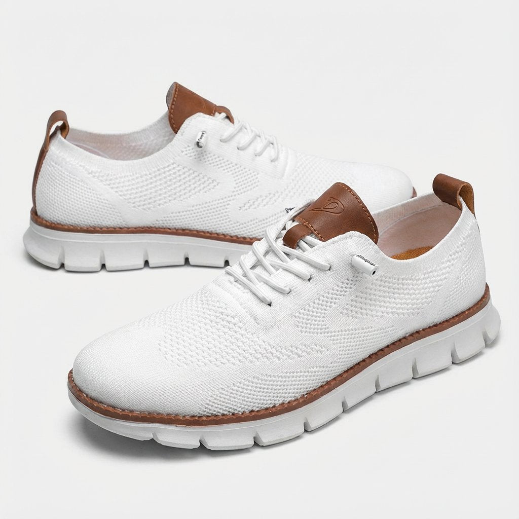 Heren Ademende Mesh Veters Casual Sneakers - Blanco