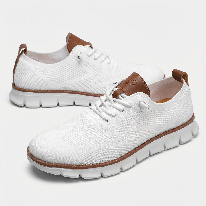 Heren Ademende Mesh Veters Casual Sneakers - Blanco