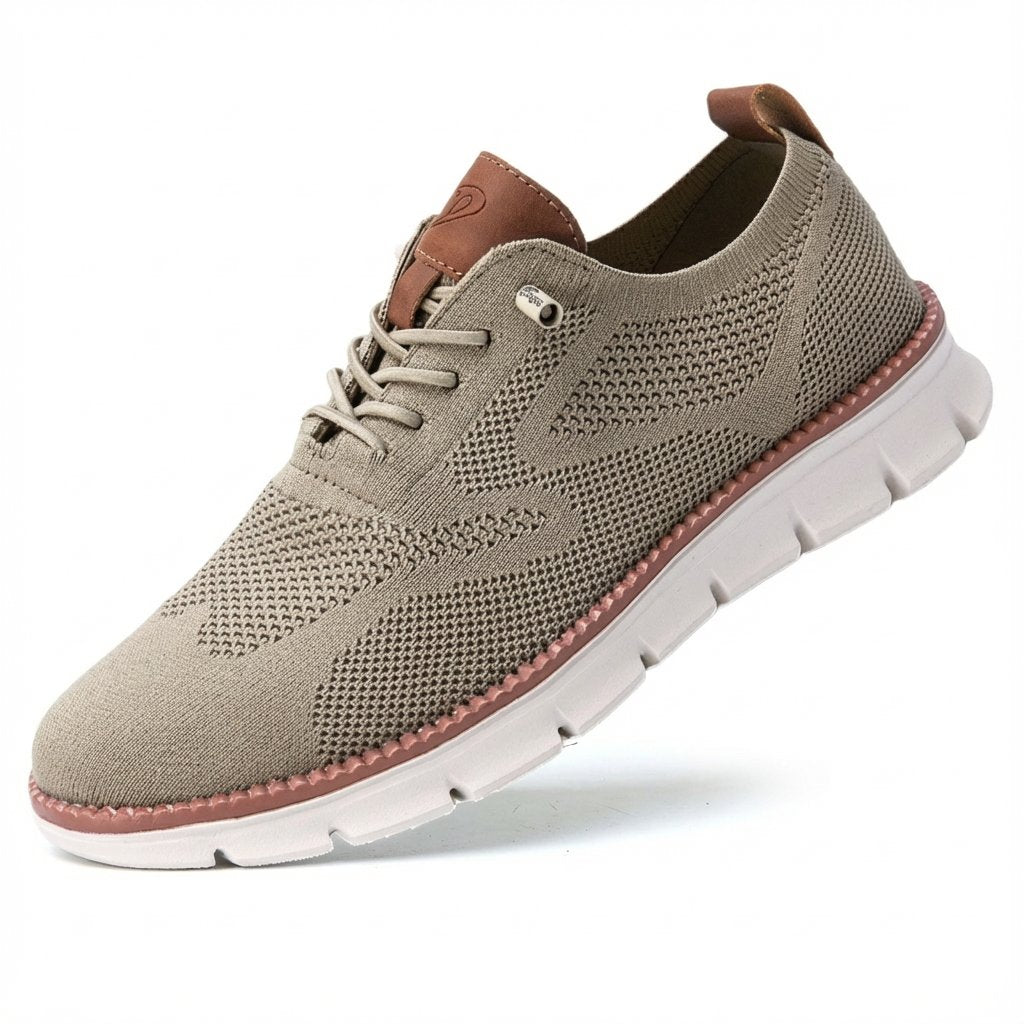 Heren Ademende Mesh Veters Casual Sneakers - Caqui