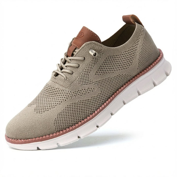 Heren Ademende Mesh Veters Casual Sneakers - Caqui