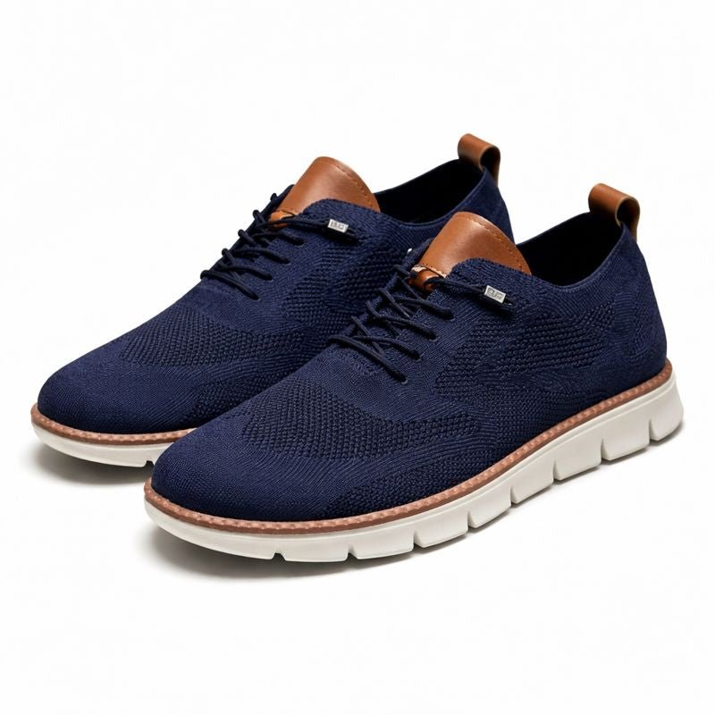 Heren Ademende Mesh Veters Casual Sneakers - Azul marino