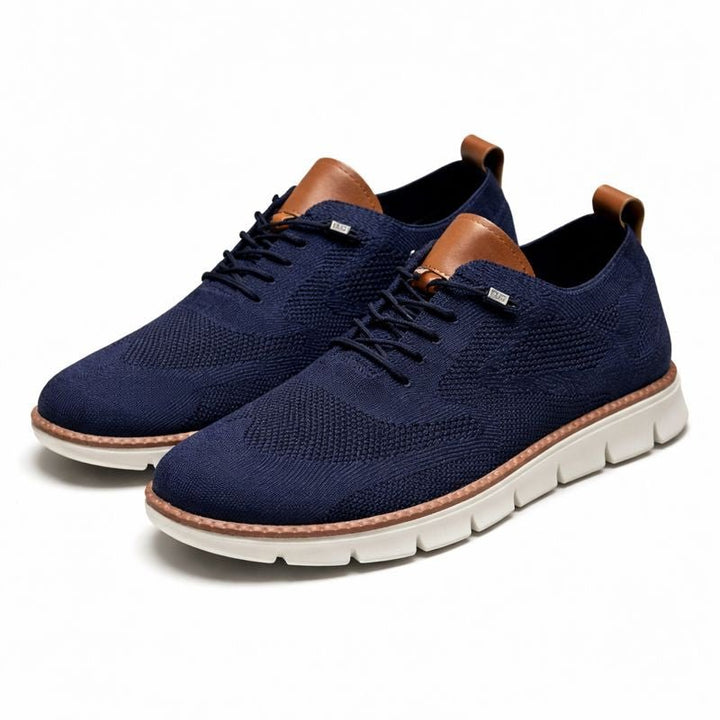 Heren Ademende Mesh Veters Casual Sneakers - Azul marino