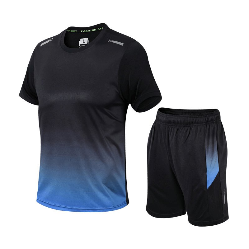 Heren Ademende Sneldrogende Sportset T-Shirt Shorts - Blauw