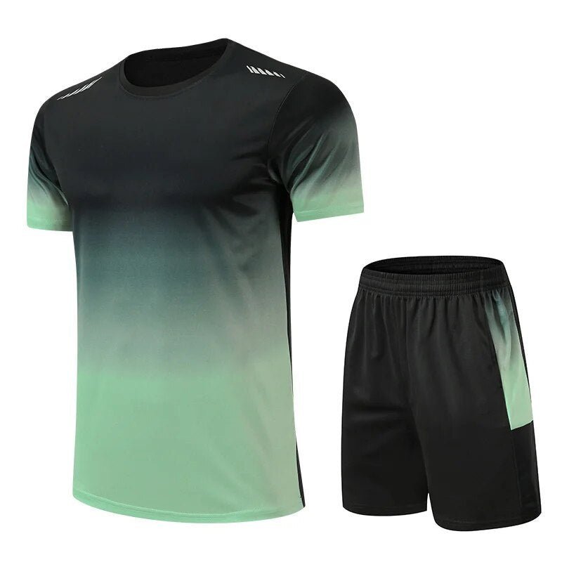 Heren Ademende Sneldrogende Sportset T-Shirt Shorts - Groen