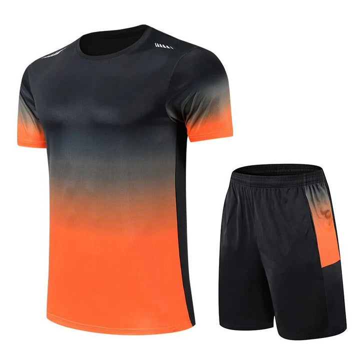 Heren Ademende Sneldrogende Sportset T-Shirt Shorts - Oranje